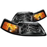 FORD MUSTANG 99-04 CRYSTAL HEADLIGHTS BLACK